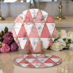 Realhomes Geometrik Üçgen Şekilli Mermer Desenli Modern 2'li Yuvarlak Servis Altlığı - Supla Realhomes