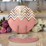 Realhomes Gold ve Pembe Renkli Mermer Desenli Modern 2'li Yuvarlak Servis Altlığı - Supla Realhomes