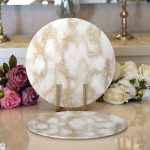 Realhomes Mermer Zeminli Modern Tasarım 2'li Yuvarlak Servis Altlığı - Supla Realhomes