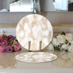 Realhomes Mermer Zeminli Modern Tasarım 2'li Yuvarlak Servis Altlığı - Supla Realhomes