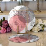 Realhomes Geometrik Mermer Desenli Dijital Baskılı Modern 2'li Yuvarlak Servis Altlığı - Supla Realhomes