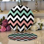 - Supla2li-3154-Gorsel1 - Realhomes  Realhomes Pembe Mavi Geometrik Mermer Zeminli Dijital Baskılı Modern 2'li Yuvarlak Servis Altlığı - Supla Realhomes