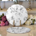 Realhomes Açık Mermer Zeminli Dijital Baskılı Modern 2'li Yuvarlak Servis Altlığı - Supla Realhomes