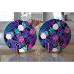 Realhomes Lacivert Tropikal Desenli Dijital Baskılı Modern 2'li Yuvarlak Servis Altlığı - Supla Realhomes