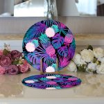 Realhomes Lacivert Tropikal Desenli Dijital Baskılı Modern 2'li Yuvarlak Servis Altlığı - Supla Realhomes