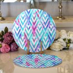 - Supla2li-3162-Gorsel1 - Realhomes Realhomes Geometrik Zeminde Tüy Desenli Modern 2'li Yuvarlak Servis Altlığı - Supla Realhomes