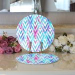 - Supla2li-3162-Gorsel3 - Realhomes Realhomes Geometrik Zeminde Tüy Desenli Modern 2'li Yuvarlak Servis Altlığı - Supla Realhomes