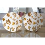 - Supla2li-3163-Gorsel2 - Realhomes Realhomes Beyaz Zeminde Altın Yapraklar Desenli Dijital Baskılı Modern 2'li Yuvarlak Servis Altlığı - Supla Realhomes