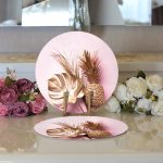 Realhomes 3D Yaprak ve Ananas Desenli Özel Tasarım Modern 2'li Yuvarlak Servis Altlığı - Supla Realhomes