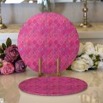 Realhomes Pembe Altın Varaklı Ogea Desenli Modern 2'li Yuvarlak Servis Altlığı - Supla Realhomes