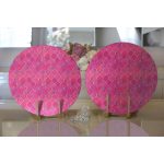 Realhomes Pembe Altın Varaklı Ogea Desenli Modern 2'li Yuvarlak Servis Altlığı - Supla Realhomes