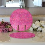 Realhomes Pembe Altın Varaklı Ogea Desenli Modern 2'li Yuvarlak Servis Altlığı - Supla Realhomes