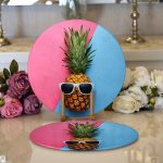 - Supla2li-3175-Gorsel1 - Realhomes Realhomes Mavi Pembe Ananas Desenli Modern 2'li Yuvarlak Servis Altlığı - Supla Realhomes