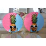 - Supla2li-3175-Gorsel2 - Realhomes Realhomes Mavi Pembe Ananas Desenli Modern 2'li Yuvarlak Servis Altlığı - Supla Realhomes