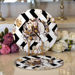 Realhomes Zigzag Zeminde Çiçekler Temalı Modern 2'li Yuvarlak Servis Altlığı - Supla Realhomes