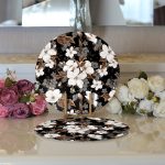 - Supla2li-3185-Gorsel3 - Realhomes Realhomes Siyah Zeminde 3D Çiçekler Temalı Modern 2'li Yuvarlak Servis Altlığı - Supla Realhomes