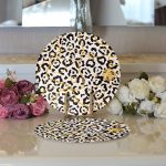 Realhomes Zebra Desenli Altın Detaylı Modern 2'li Yuvarlak Servis Altlığı - Supla Realhomes