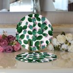 - Supla2li-3198-Gorsel3 - Realhomes Realhomes Kaktüs Desenli Watercolor Renkli Modern 2'li Yuvarlak Servis Altlığı - Supla Realhomes