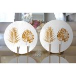 - Supla2li-3204-Gorsel2 - Realhomes  Realhomes 3D Altın Görünümlü Palmiye Yaprakları Modern 2'li Yuvarlak Servis Altlığı - Supla Realhomes