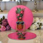 - Supla2li-3205-Gorsel1 - Realhomes Realhomes Fuşya Zeminli Ananas Desenli Modern 2'li Yuvarlak Servis Altlığı - Supla Realhomes