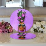 - Supla2li-3206-Gorsel3 - Realhomes  Realhomes Mor Zeminde Ananas Desenli Modern 2'li Yuvarlak Servis Altlığı - Supla Realhomes