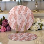 Realhomes Pudra Renkli Üçgen Zeminli Modern 2'li Yuvarlak Servis Altlığı - Supla Realhomes