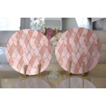 Realhomes Pudra Renkli Üçgen Zeminli Modern 2'li Yuvarlak Servis Altlığı - Supla Realhomes