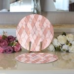 Realhomes Pudra Renkli Üçgen Zeminli Modern 2'li Yuvarlak Servis Altlığı - Supla Realhomes