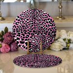 - Supla2li-3217-Gorsel1 - Realhomes Realhomes Pembe Renkli Leopar Desenli Modern 2'li Yuvarlak Servis Altlığı - Supla Realhomes