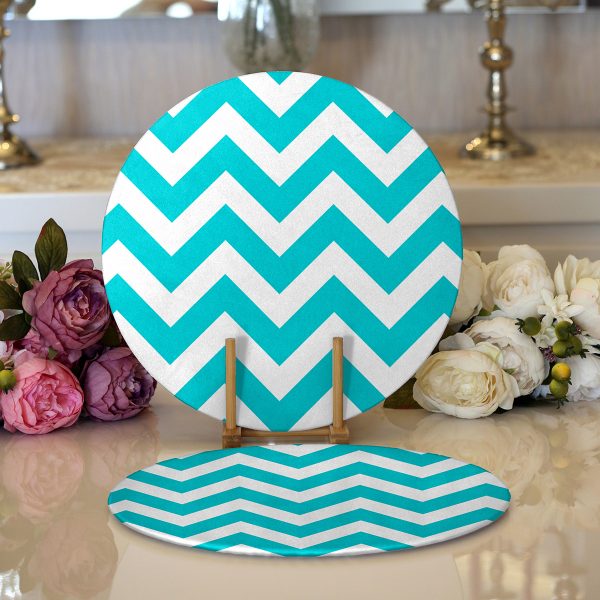 Realhomes Zigzag Desen Dijital Baskılı Modern 2'li Yuvarlak Servis Altlığı - Supla Realhomes