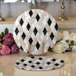 - Supla2li-3225-Gorsel1 - Realhomes Realhomes Mermer Zeminli Baklava Desenli Özel Tasarım Modern 2'li Yuvarlak Servis Altlığı - Supla Realhomes