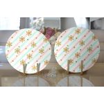 - Supla2li-3227-Gorsel2 - Realhomes Realhomes Pembe Mavi Zeminde Kar Tanesi Detaylı Modern 2'li Yuvarlak Servis Altlığı - Supla Realhomes