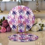 Realhomes Pudra Renkler Ananas Desenli Özel Tasarım Modern 2'li Yuvarlak Servis Altlığı - Supla Realhomes