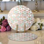 - Supla2li-3231-Gorsel1 - Realhomes Realhomes Geometrik Desenli 3D Özel Tasarımlı Modern 2'li Yuvarlak Servis Altlığı - Supla Realhomes