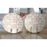 - Supla2li-3231-Gorsel2 - Realhomes Realhomes Geometrik Desenli 3D Özel Tasarımlı Modern 2'li Yuvarlak Servis Altlığı - Supla Realhomes