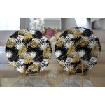 - Supla2li-3233-Gorsel2 - Realhomes Realhomes Siyah Zeminde Palmiye Yaprakları Özel Tasarım Modern 2'li Yuvarlak Servis Altlığı - Supla Realhomes