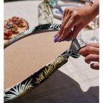 - Supla2li-3233-Gorsel4 - Realhomes Realhomes Siyah Zeminde Palmiye Yaprakları Özel Tasarım Modern 2'li Yuvarlak Servis Altlığı - Supla Realhomes