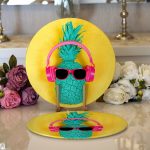 - Supla2li-3234-Gorsel1 - Realhomes Realhomes Sarı Zeminli Ananas Detaylı Modern 2'li Yuvarlak Servis Altlığı - Supla Realhomes