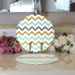 - Supla2li-3235-Gorsel3 - Realhomes Realhomes Mavi Gri Gold Zigzag Desenli Özel Tasarımlı Modern 2'li Yuvarlak Servis Altlığı - Supla Realhomes