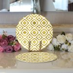 - Supla2li-3243-Gorsel3 - Realhomes Realhomes Geometrik Şekilli Altın Detaylı Modern 2'li Yuvarlak Servis Altlığı - Supla Realhomes