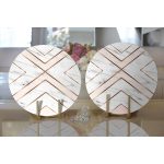 - Supla2li-3245-Gorsel2 - Realhomes Realhomes Mermer Zeminli Geometrik Detaylı Modern 2'li Yuvarlak Servis Altlığı - Supla Realhomes