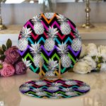 - Supla2li-3250-Gorsel1 - Realhomes  Realhomes Siyah Zigzag Temalı Ananas Desenli Modern 2'li Yuvarlak Servis Altlığı - Supla Realhomes