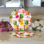 - Supla2li-3252-Gorsel3 - Realhomes Realhomes Pembe Zeminli Ananaslar Özel Tasarım Modern 2'li Yuvarlak Servis Altlığı - Supla Realhomes