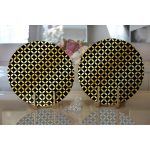 - Supla2li-3256-Gorsel2 - Realhomes Realhomes Siyah Zeminde Gold Geometrik Desenli Modern 2'li Yuvarlak Servis Altlığı - Supla Realhomes