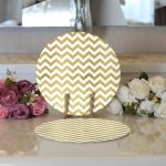 - Supla2li-3257-Gorsel3 - Realhomes Realhomes Zigzag Altın Kabartma Desenli Modern Tasarımlı 2'li Yuvarlak Servis Altlığı - Supla Realhomes