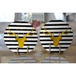 - Supla2li-3259-Gorsel2 - Realhomes Realhomes Çizgili Gold Geyik Desenli Modern 2'li Yuvarlak Servis Altlığı - Supla Realhomes