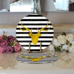 - Supla2li-3259-Gorsel3 - Realhomes Realhomes Çizgili Gold Geyik Desenli Modern 2'li Yuvarlak Servis Altlığı - Supla Realhomes