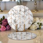 - Supla2li-3264-Gorsel1 - Realhomes Realhomes Mermer Zeminli Geometrik Desenli Modern 2'li Yuvarlak Servis Altlığı - Supla Realhomes