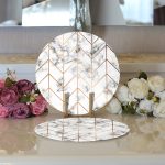 - Supla2li-3264-Gorsel3 - Realhomes Realhomes Mermer Zeminli Geometrik Desenli Modern 2'li Yuvarlak Servis Altlığı - Supla Realhomes