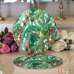 Realhomes Tropikal Orman Tasarımlı Dijital Baskılı Modern 2'li Yuvarlak Servis Altlığı - Supla Realhomes